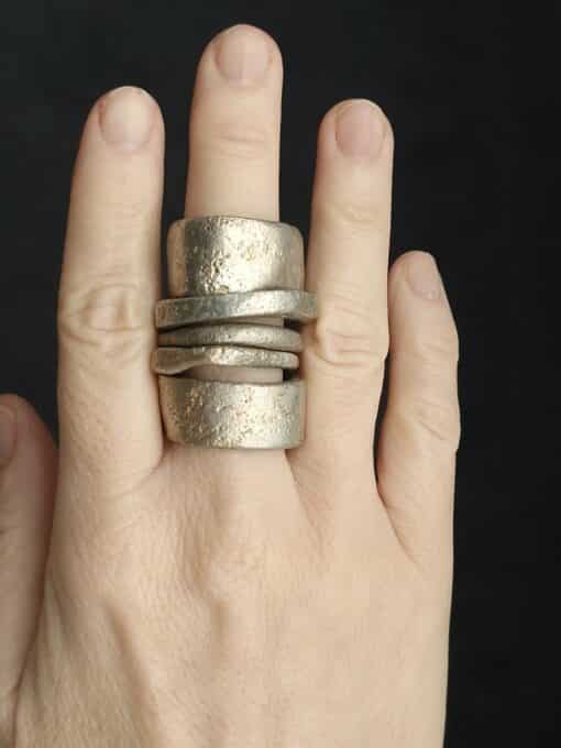 White Bronze Plated Alloy Rings (Set of 5) Size 9.5