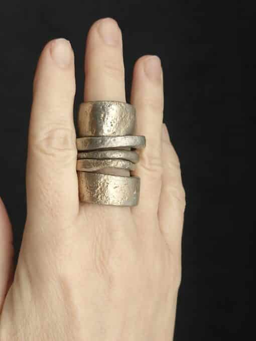 White Bronze Plated Alloy Rings (Set of 5) Size 9.5 - Image 2