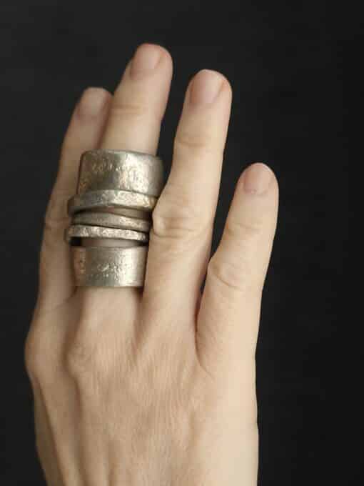 White Bronze Plated Alloy Rings (Set of 5) Size 9.5 - Image 3