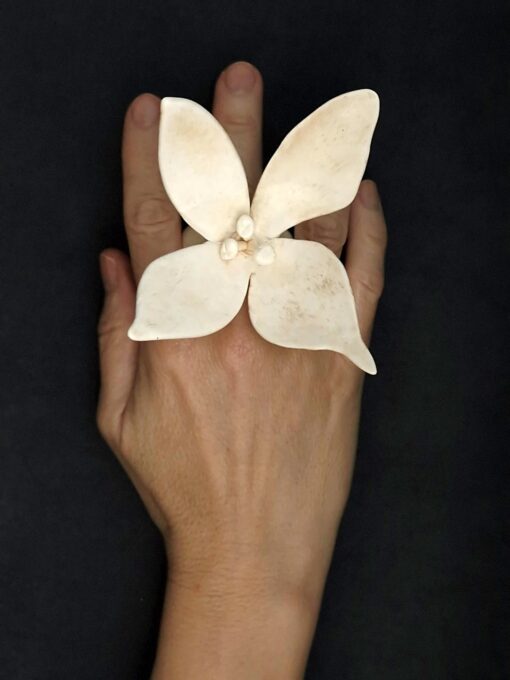 Vegan Ivory Flower Ring Size 8.5 for Tetiana