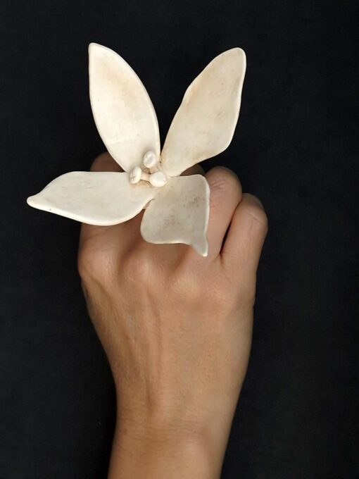 Vegan Ivory Flower Ring Size 8.5 for Tetiana - Image 2
