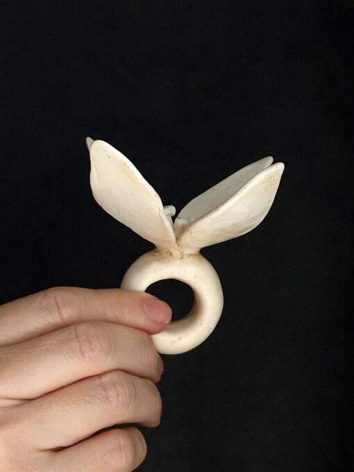 Vegan Ivory Flower Ring Size 8.5 for Tetiana - Image 6