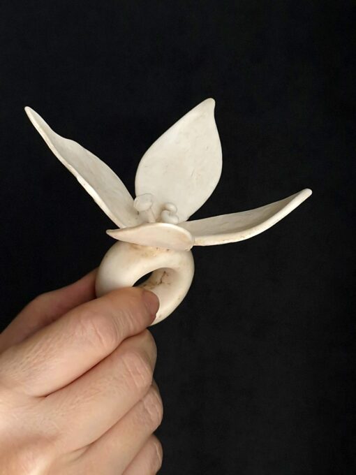 Vegan Ivory Flower Ring Size 8.5 for Tetiana - Image 5