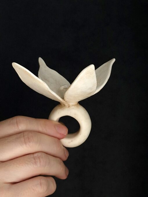 Vegan Ivory Flower Ring Size 8.5 for Tetiana - Image 4