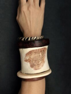 Vegan Ivory, Black & Brown Bangle Stack Size M (Set of 5)