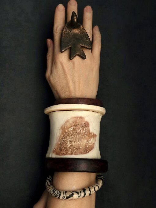 Vegan Ivory, Black & Brown Bangle Stack Size M (Set of 5) - Image 2