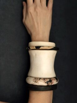 Vegan Ivory & Black Bangle Stack Size S (Set of 5)