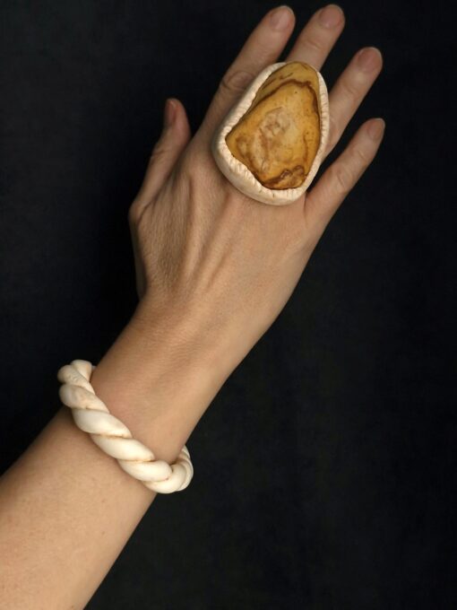 Yellow Jasper Stone Ring Size 7.5 - Image 5