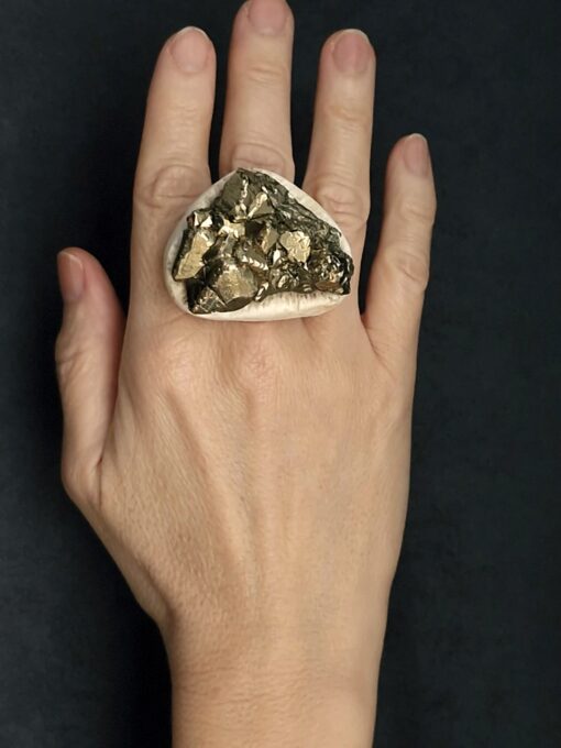 Pyrite Stone Ring Size 7.5 - Image 2