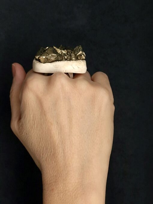 Pyrite Stone Ring Size 7.5 - Image 3