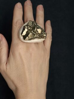 Pyrite Stone Ring Size 7.5
