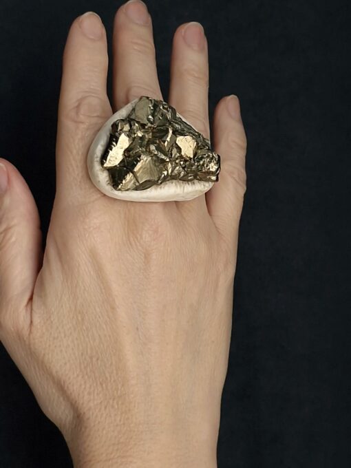 Pyrite Stone Ring Size 7.5