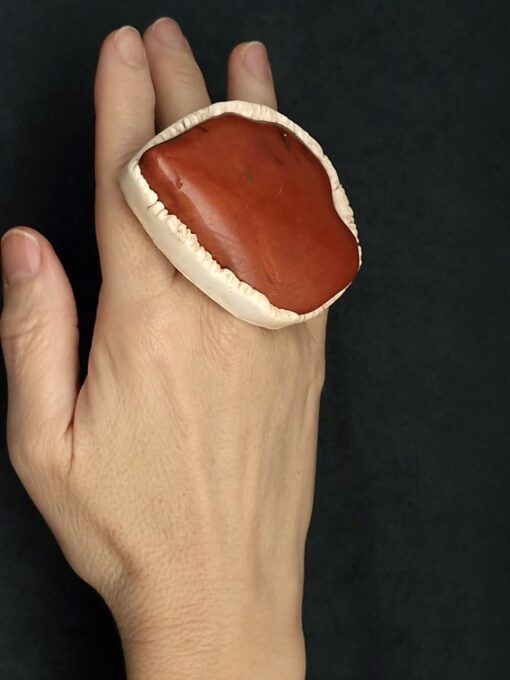 Red Jasper Stone Ring Size 6.5 - Image 2