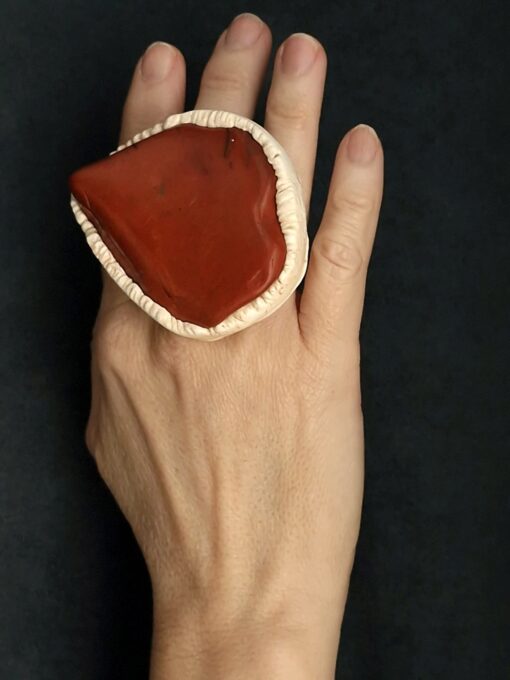Red Jasper Stone Ring Size 6.5 - Image 3