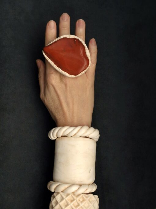 Red Jasper Stone Ring Size 6.5 - Image 9