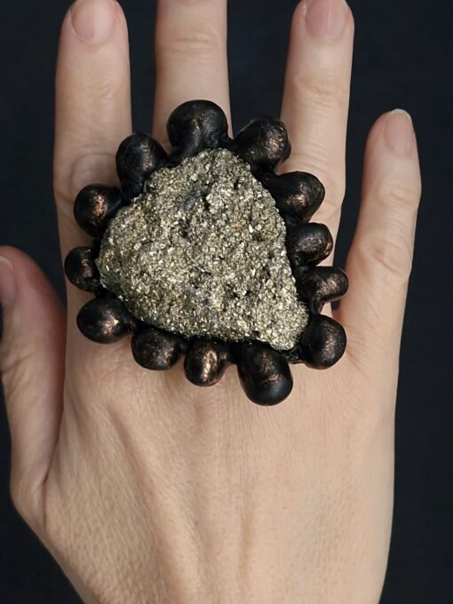 Pyrite Stone Ring Size 8
