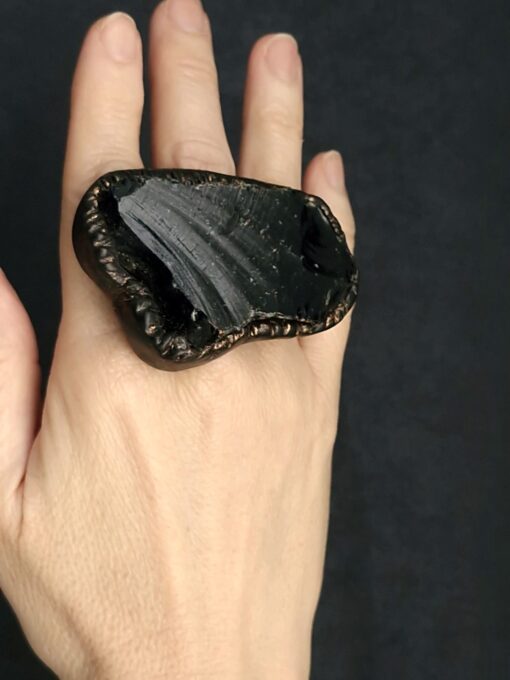 Black Obsidian Stone Ring Size 6