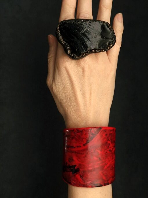 Black Obsidian Stone Ring Size 6 - Image 5