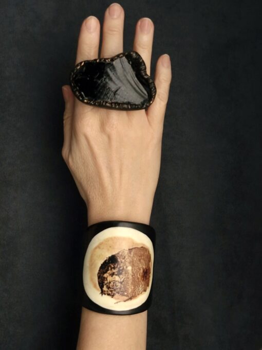 Black Obsidian Stone Ring Size 6 - Image 6