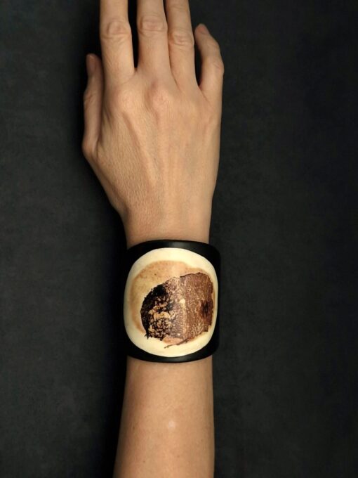 Black & Vegan Ivory Cuff - Adjustable Size (S to L) - Image 3