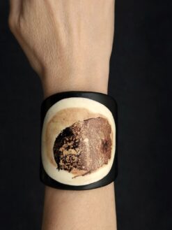 Black & Vegan Ivory Cuff - Adjustable Size (S to L)
