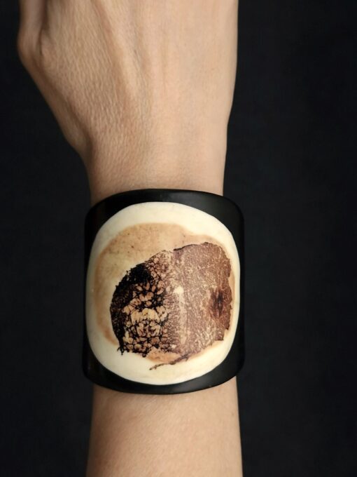 Black & Vegan Ivory Cuff - Adjustable Size (S to L)