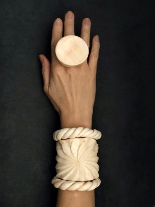 Vegan Ivory Twisted Cuff Size Medium - Image 3