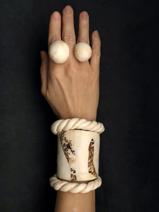 Vegan Ivory Twisted Cuff Size Medium - Image 4