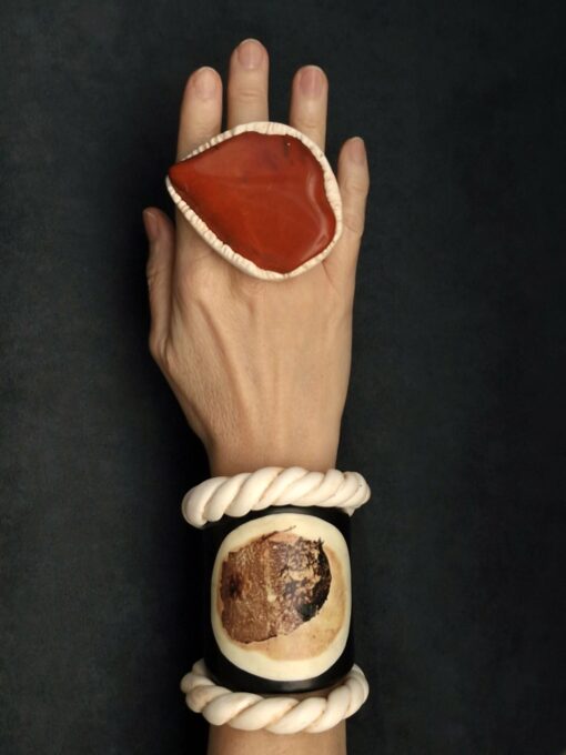 Vegan Ivory Twisted Cuff Size Medium - Image 6