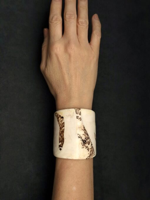 Vegan Ivory Flat Cuff - Adjustable Size (S to L) - Image 3