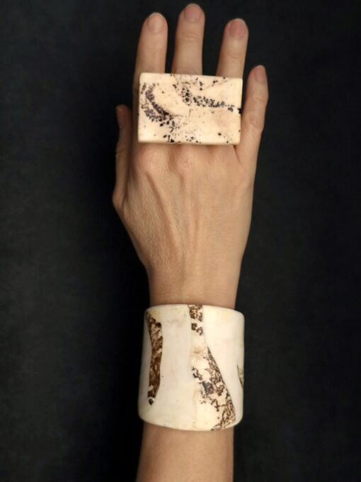 Vegan Ivory Flat Cuff - Adjustable Size (S to L) - Image 4