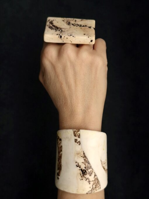 Vegan Ivory Flat Cuff - Adjustable Size (S to L) - Image 5