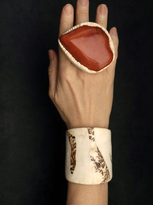 Vegan Ivory Flat Cuff - Adjustable Size (S to L) - Image 7