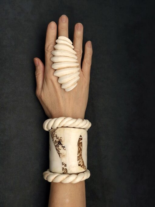 Vegan Ivory Flat Cuff - Adjustable Size (S to L) - Image 8