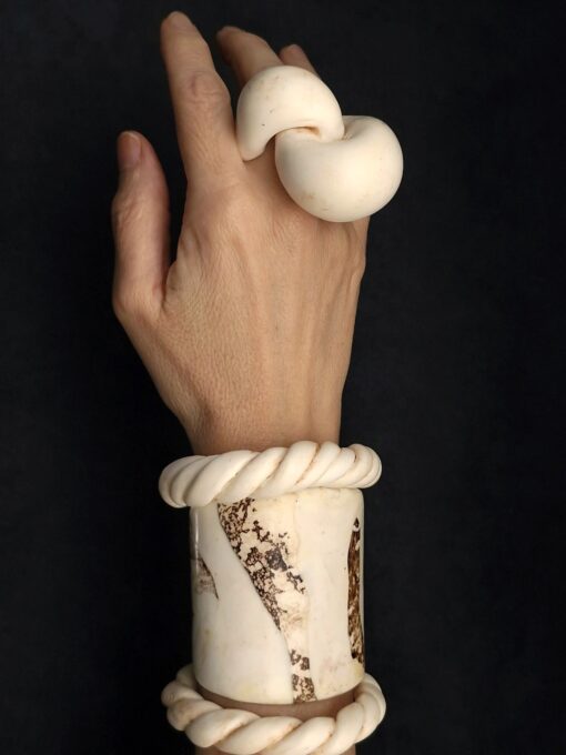 Vegan Ivory Flat Cuff - Adjustable Size (S to L) - Image 9