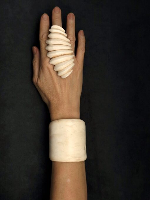 Vegan Ivory Flat Cuff - Adjustable Size (S to L) - Image 4