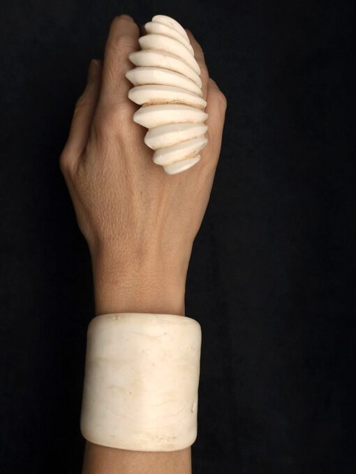 Vegan Ivory Flat Cuff - Adjustable Size (S to L) - Image 5