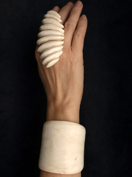 Vegan Ivory Flat Cuff - Adjustable Size (S to L) - Image 6