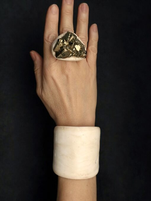 Vegan Ivory Flat Cuff - Adjustable Size (S to L) - Image 7
