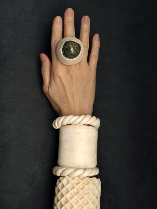 Vegan Ivory Flat Cuff - Adjustable Size (S to L) - Image 9
