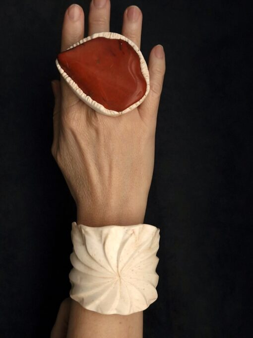 Vegan Ivory Baroque Cuff Size M - L - Image 3