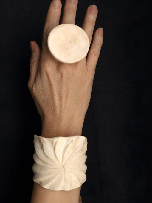 Vegan Ivory Baroque Cuff Size M - L - Image 4