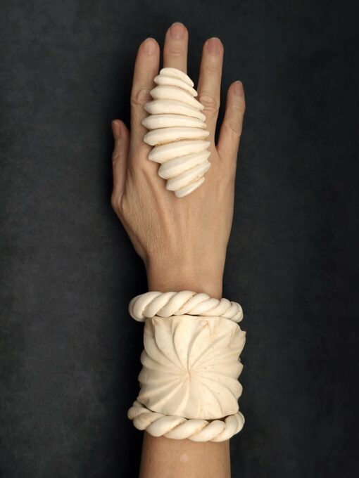 Vegan Ivory Baroque Cuff Size M - L - Image 5