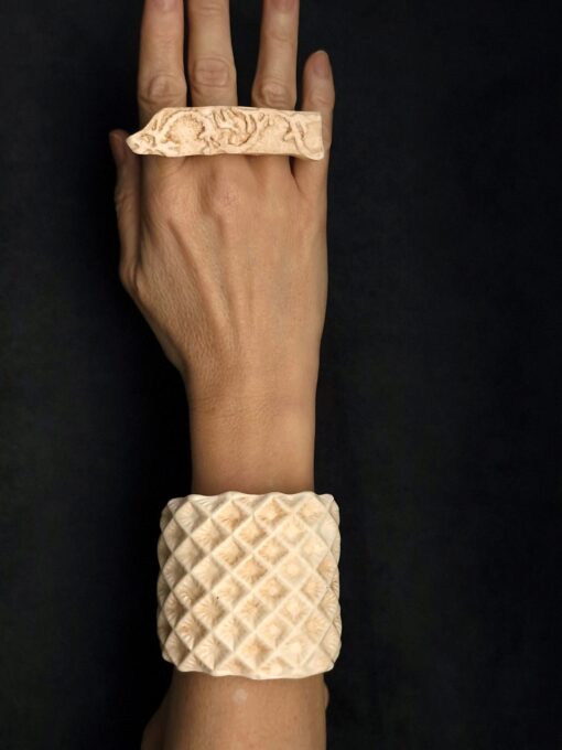 Vegan Ivory Baroque Cuff Size M - L - Image 4