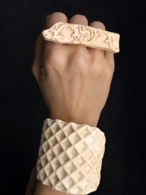 Vegan Ivory Baroque Cuff Size M - L - Image 3