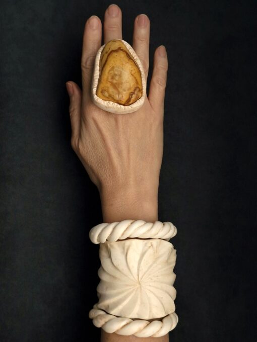 Vegan Ivory Twisted Cuff Size Small - Image 7