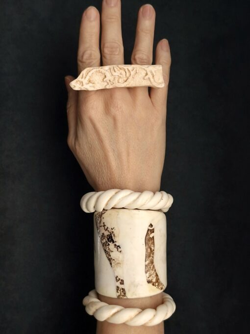 Vegan Ivory Twisted Cuff Size Small - Image 6