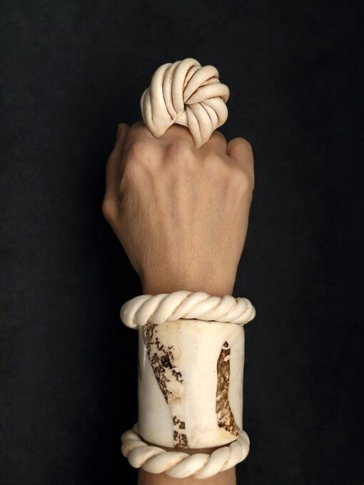 Vegan Ivory Twisted Cuff Size Small - Image 5