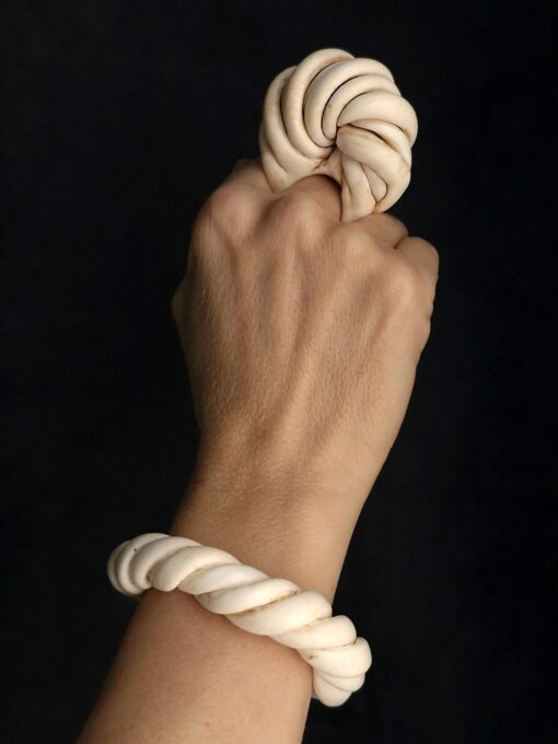 Vegan Ivory Twisted Cuff Size Small - Image 4