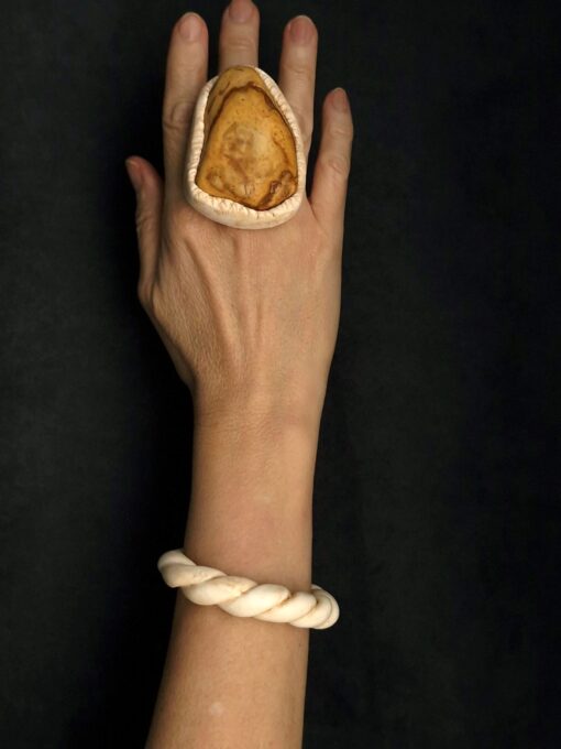 Vegan Ivory Twisted Cuff Size Small - Image 3